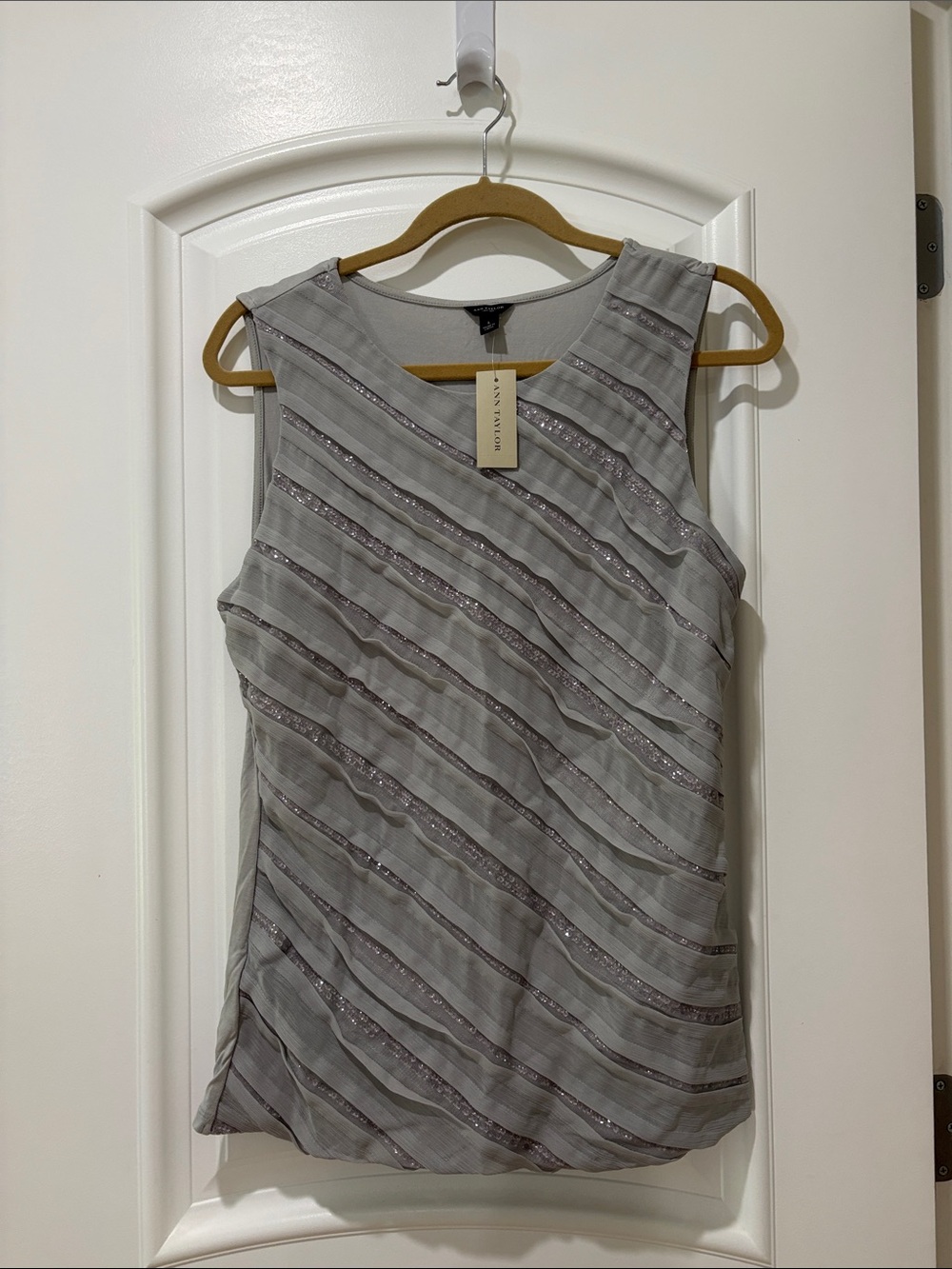 Ann Taylor Hidden Sequence Pleated front tank top
